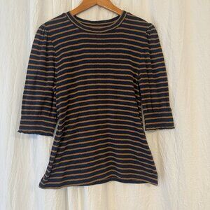 Lucky Brand Puff Sleeve Eyelet Knit Top Shirt Pullover Size Medium